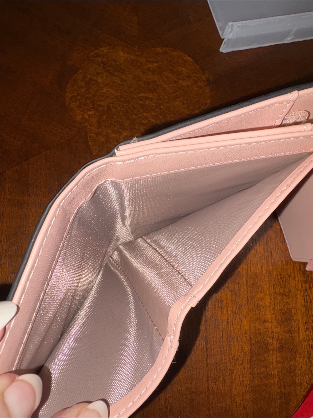 FT  FUNTOR  wallet  small Black /Pink Compact black/pink/leaf charm front  NWOT - Picture 13 of 13